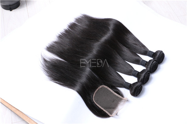 Malaysian virgin hair bundles with closure  ZJ0052